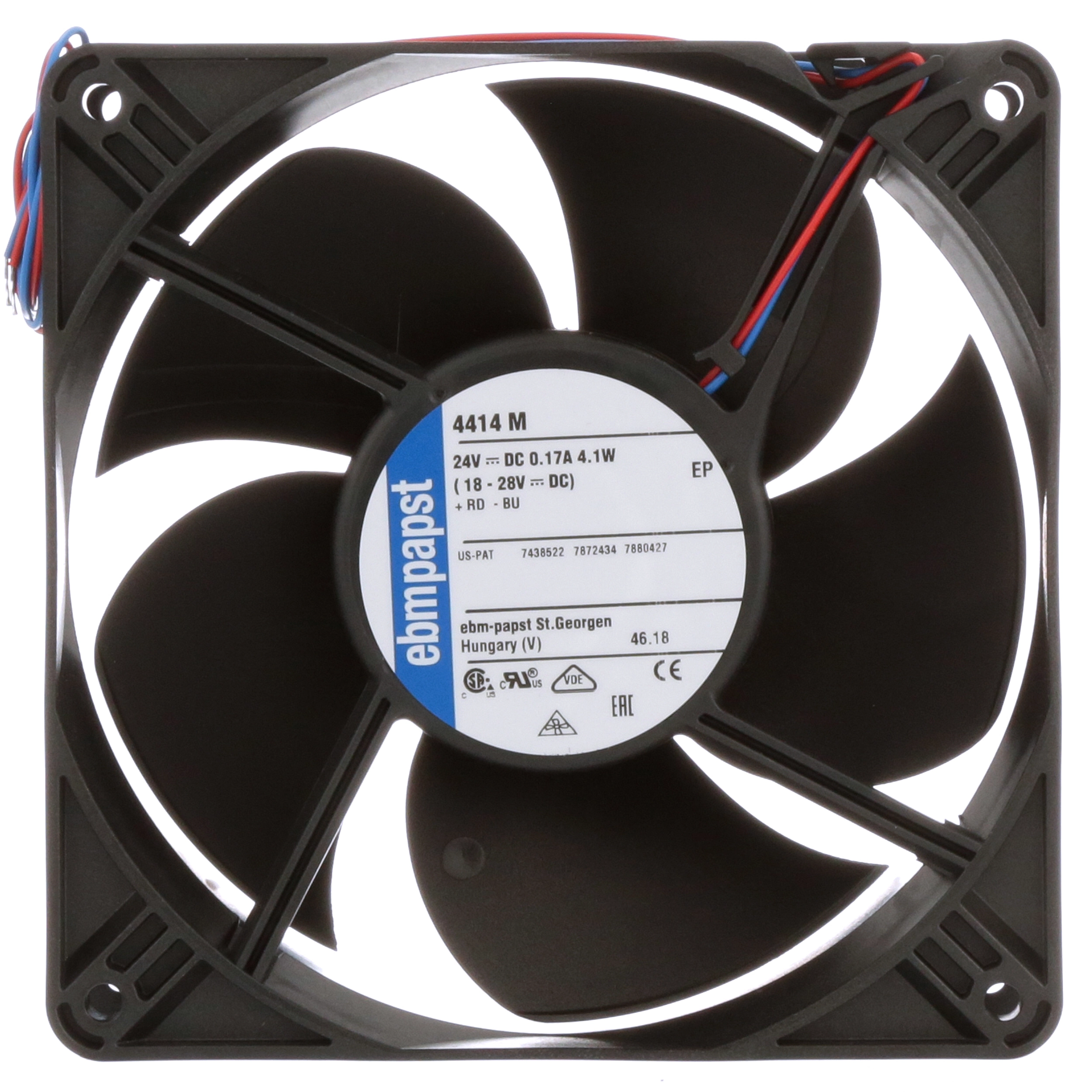 4414M ebm-papst 24VDC 119x119x38mm Axial Cooling Fan 4414M ebm-papst 24VDC 119x119x38mm Axial Cooling Fan